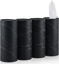 SINGARO Car Tissue Holder, 4 Pack Cup Holder Facial Tissues with Black 