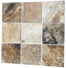 12x12 Earth Tones Escabaros Travertine Tile Stone - 100 Square Feet T-05B