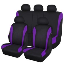 Car Seat Covers Front Seats and Rear Bench Mesh Fabric Full Set Black Purple