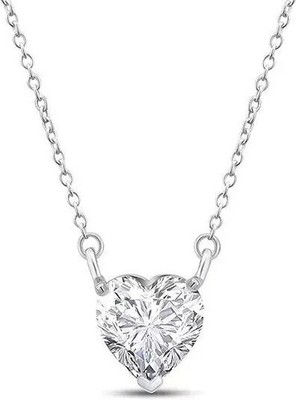 3 Ct Heart Cut Diamond Solitaire Pendant Necklace 14K White Gold Lab Grown