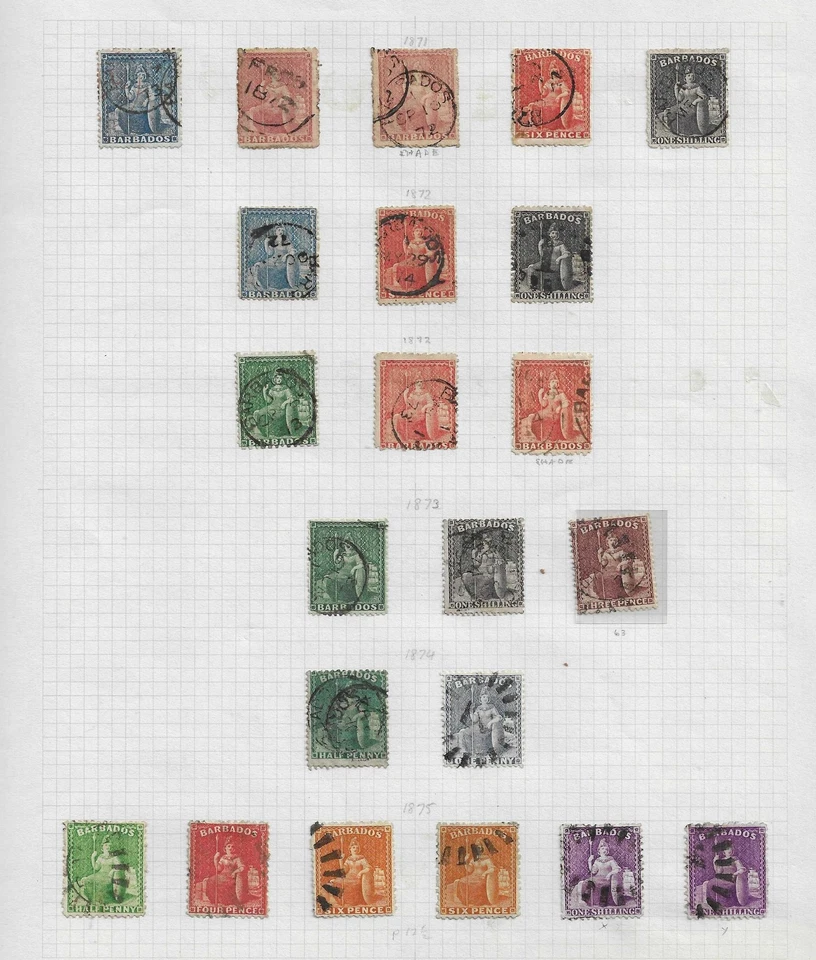 BARBADOS 1852-1875 QV Colección temprana de (69 - 26665 Foto 2 de 4
