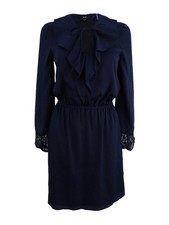 Kobi Women's Lace-Trim Peasant Dress (M, Midnight Blue) 889783602010