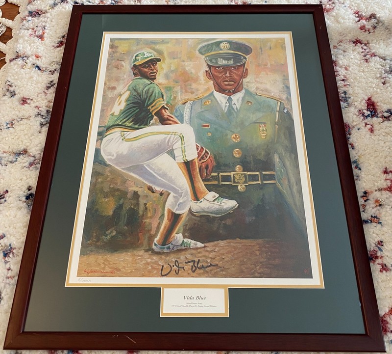 Autographed Vida Blue (1971 MVP, Cy Young) Framed Poster Signed Numbered w/ COA