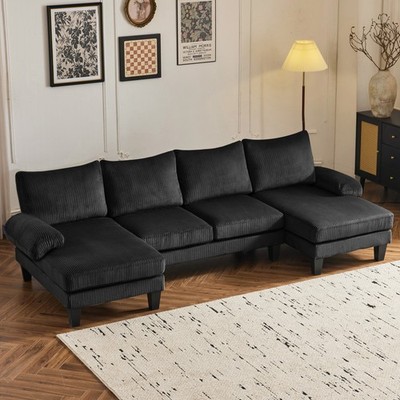 Covertible Couch with Wood Grain Legs for Living Room Reception Room Apartment