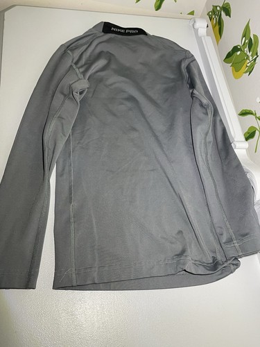 Nike Pro Dri Fit Kids Grey Long Sleeve Shirt Nike Pro Hyperwarm Size S - Picture 2 of 4