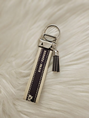 Hermes Upcycled Repurposed Leather Keychain Key Fob Accessories Authentic - Picture 2 of 2