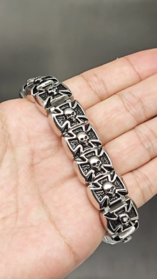 Gothic Men's German Knight Iron Cross Pattée Skull Stainless Steel