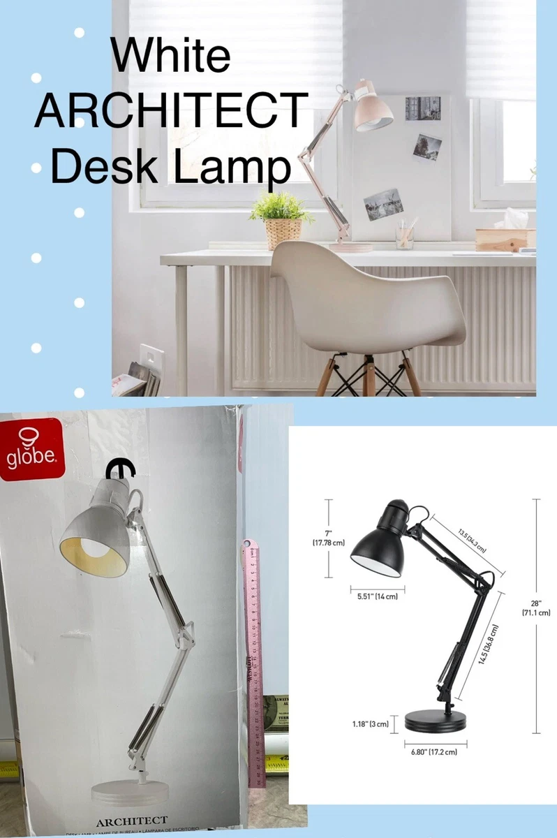 White Architect Desk Lamp Globe Electric 52024 Single Light 28