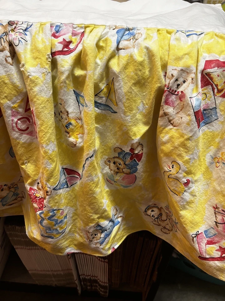 Желтое детское постельное белье юбка для кроватки юбка для кроватки пыль оборки юбка для кровати игрушки медведи - Изображение 2 из 4