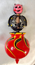 Black Cat Spinning Top VTG 5" Tall Works Spins Fast Signed JC