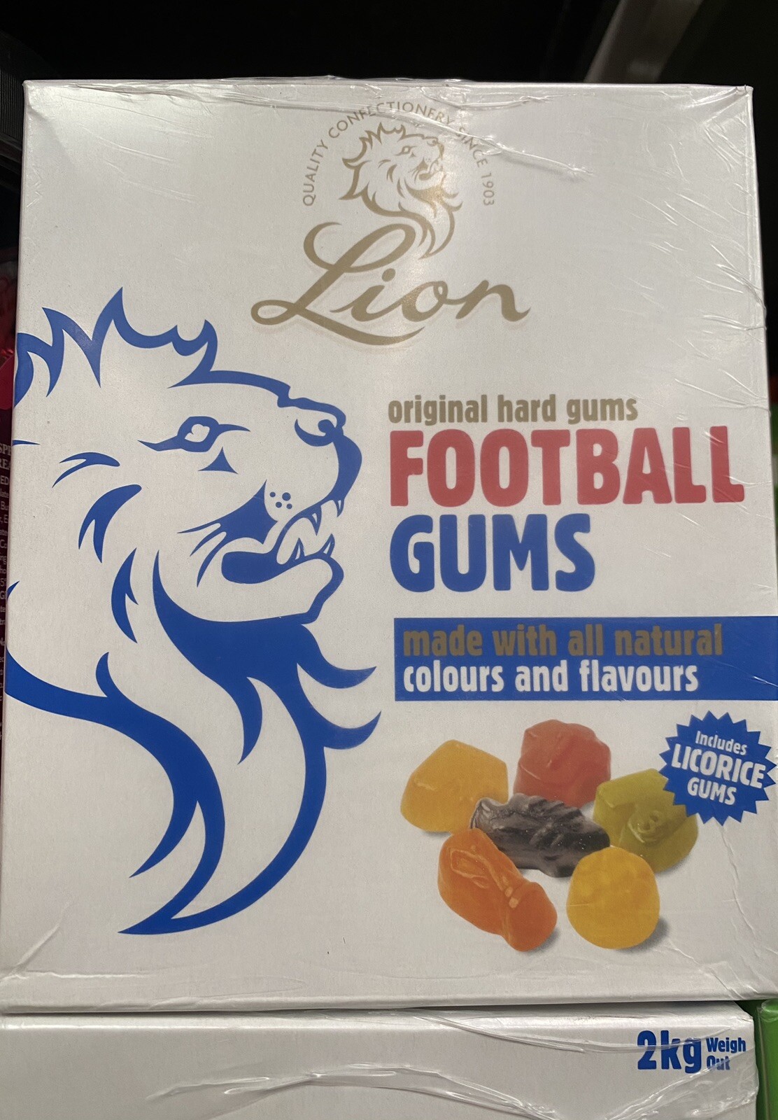 Lion Original Hard Football Gums 2kg Gems Fruit Salad Liquorice & Wine