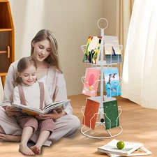 Greeting Card Rack Spins 12Pocket White Retail Display 6"x8'' Cards Sign Holder