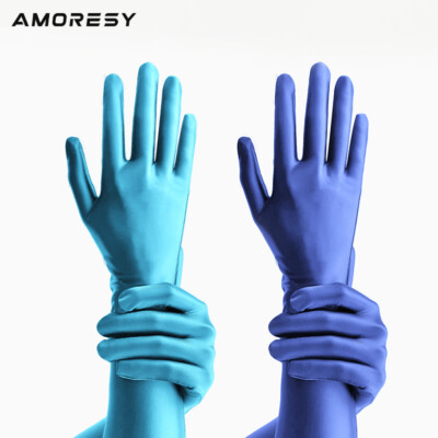 AMORESY Women's Sexy Glossy Gloves Stretch Cosplay Sunscreen Five Finger Mittens