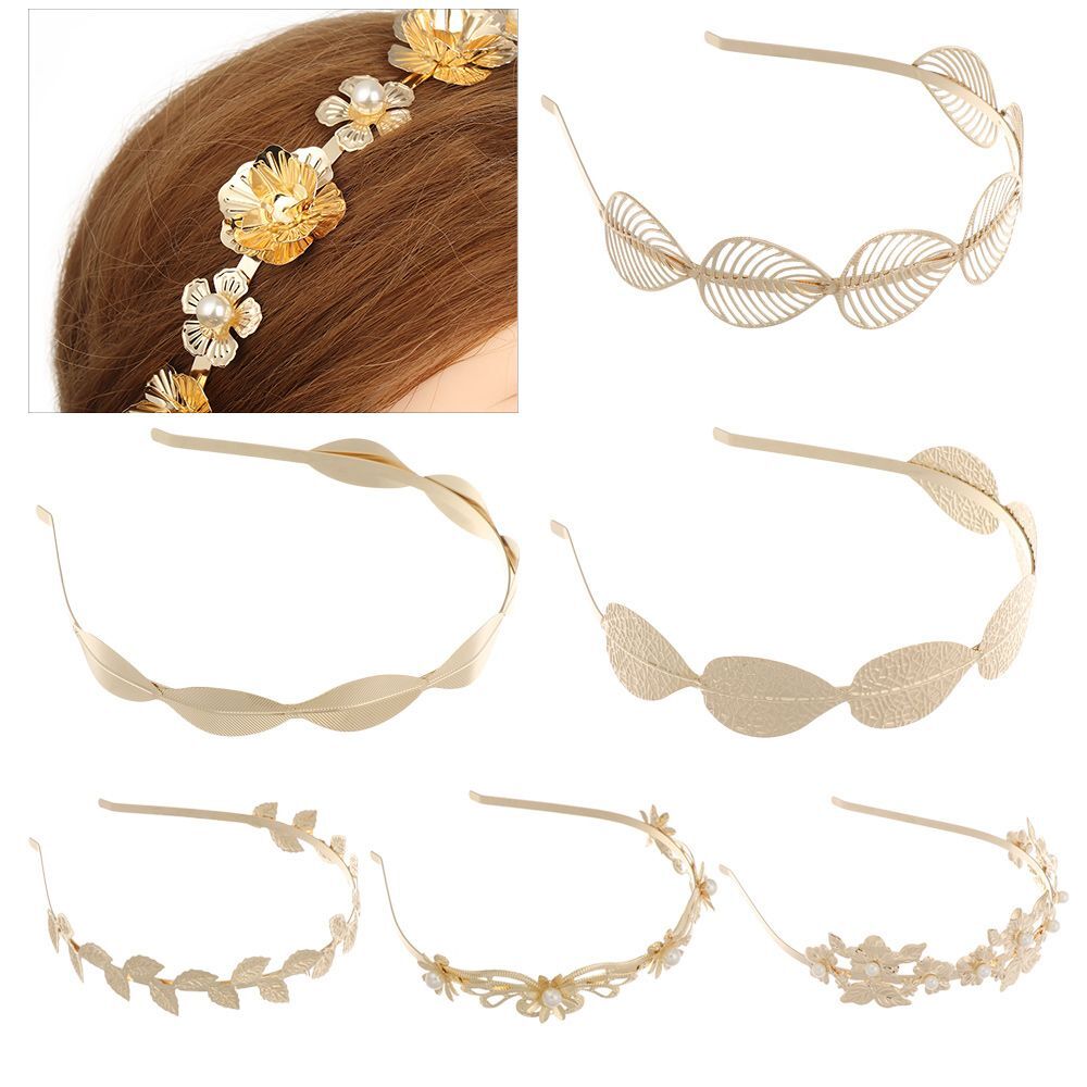 New Pearl French Elegant Hair Band Metal Headband Leaf Hair Accessory
