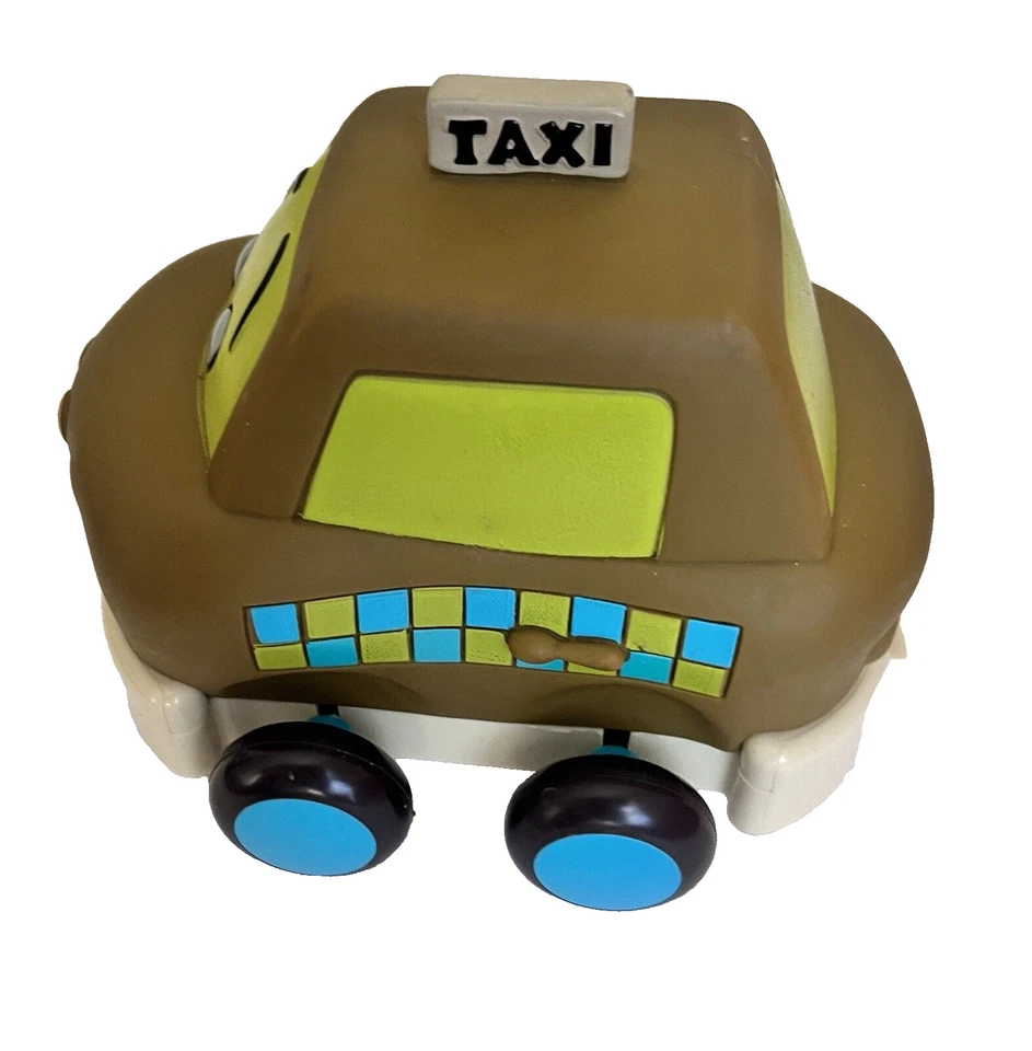 Pull-Back Taxi Car Green Vehicle Just B. Wheeee-ls Developmental Toy Kids - Image 4 of 4