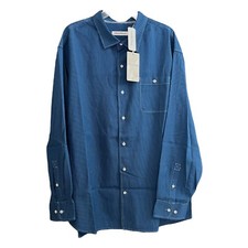 Tommy Bahama Long Sleeve Blue Check Shirt Mens Button-Down Twill Plaid 150