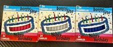  3 Boxes Vintage Happy Birthday Candles Pink, White, Blue. 72 Candles Total 