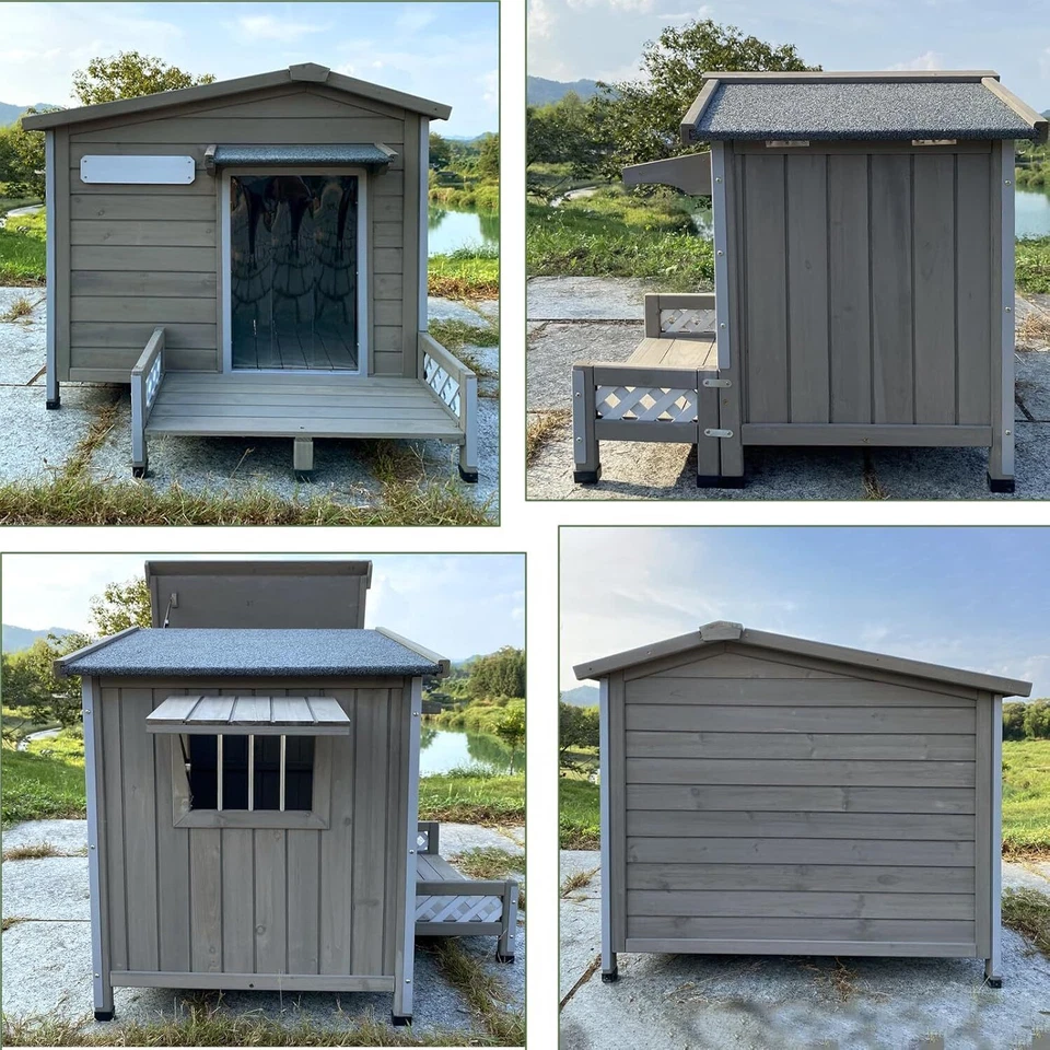 PETSCOSSET 41"L Wooden Dog House Outdoor Dog Kennel with Porch - Image 2 of 4