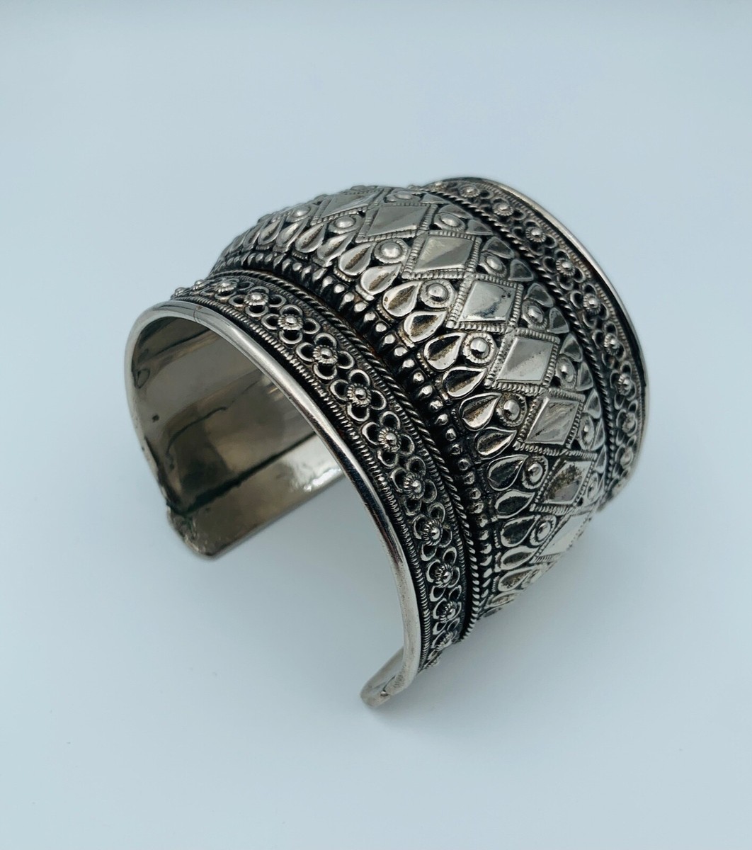 Bracelet Ancien Style Cristal Sur Métal Argenté - Bijou Fantaisie Vintage, Occasion TBE