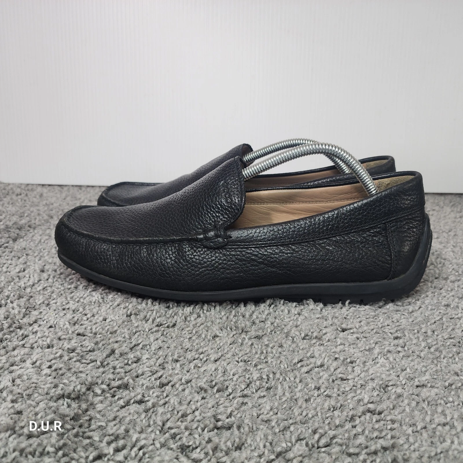Ecco Shoes mocassini slip on casual in pelle nera da uomo taglia 10 10 5
