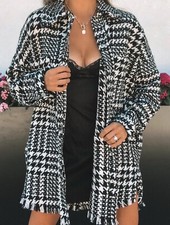 Stitch + Feather Black And White Houndstooth Coat Size Small