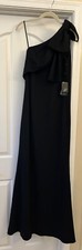 Adrianna Papell long one shoulder black dress