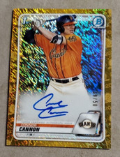2020 Bowman Chrome Connor Cannon 1st Auto Gold Refractor Autograph  39/50 Giants