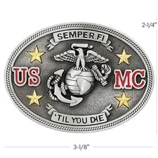 USMC Semper Fi US MARINE CORPS Logo Belt Buckle TIL YOU DIE