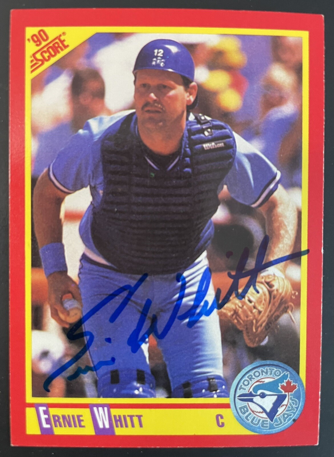 1990 Score Signed #433 Ernie Whitt Toronto Blue Jays Autographed Card
