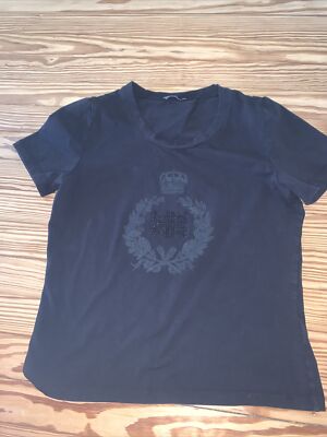 Riani Womens Top Basic Black Short Sleeve Simple Size 40 With Logo