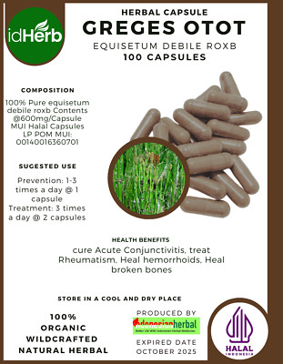 [idHerb] 100-800 Capsules Greges Otot Equisetum Debile Roxb Organic WildCrafted