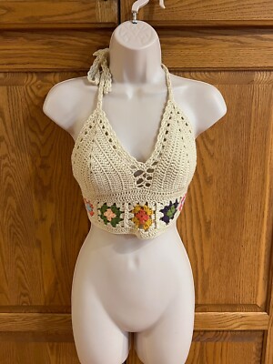 WoWo Cute Crochet Bikini Crop Shirt - Medium