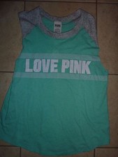 VICTORIAS SECRET PINK APPLIQUE "PINK" SCOOPNECK TANKTOP TEESHIRT NWT