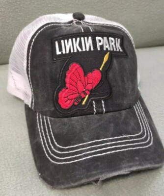 Linkin Park Hat Distressed Ball Cap Hat Black White Mesh Hat