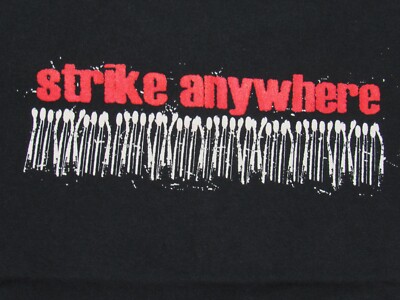 Vtg Early STRIKE ANYWHERE Matches T-SHIRT Youth MED Punk Band Concert Tour 00s M