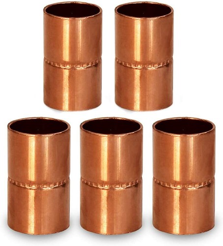 1" x 1"in C x C Copper Coupling with Rolled Tube Stop Pipe Fitting Pack of 5 USA