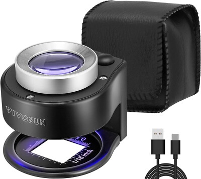 VIVOSUN 30X Rechargeable Loupe Magnifier with White LED Light and UV Light