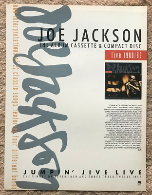 JOE JACKSON - JUMPIN' JIVE LIVE 1988 Full page UK magazine ad
