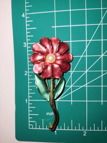 Enamel Pin Lapel Flower 1980s Beauty! 3" Jewelry Brooch Accessory Broach Accent - Picture 3 of 4