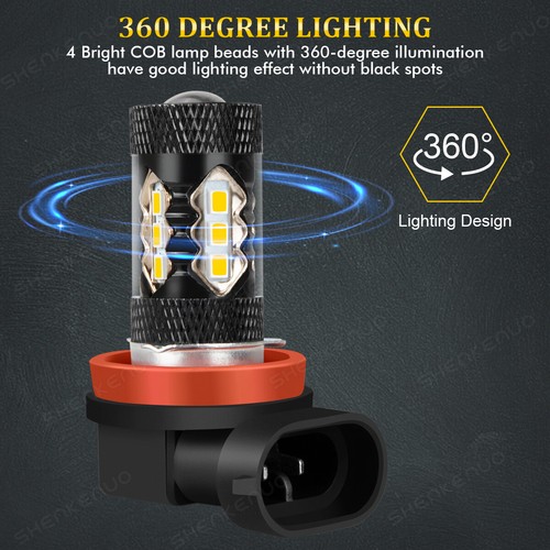LED Headlight Kit H11 H8 H9 3000K Yellow Fog Light Bulbs Bright High or Low Beam - Picture 8 of 18