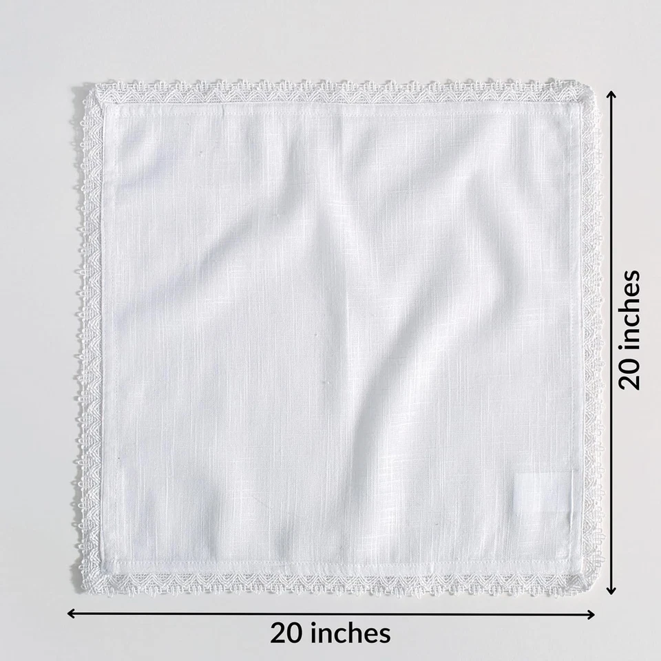 Paquete de 12 servilletas de tela de cena algodón lino vintage 20" x 20" (juego de 12) blancas Foto 4 de 4