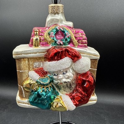 Vintage Rare Christopher Radko Santa In A Treasure Chest Of Toys Chimney