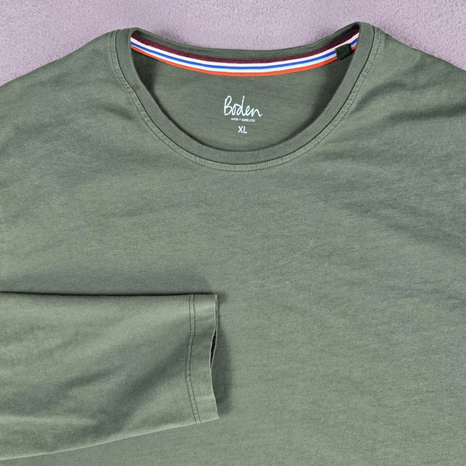 Camisa Boden Para Hombres XL Verde Manga Larga Cuello Redondo Algodón Informal Básica Hecha en Marruecos Foto 3 de 4