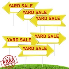 6 Pack Yard Sale Signs with Stakes 17x6" Double Sided Arrow