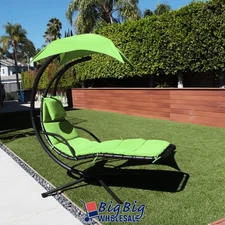 Patio Hanging Chaise Swing Lounger Chair Outdoor Hammock Canopy Arc Stand Porch