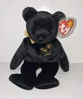 Vintage Ty The End Beanie Baby Black Teddy Bear 1999 Fireworks Millennium