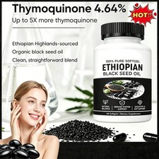 Ethiopian Black Seed Oil Softgels 4.64 Thymoquinone Gluten-Free, 60 Capsules