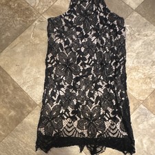 Express Black Floral Lace Shift Dress Sleeveless Round Neck Size M