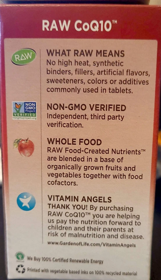 Garden of Life RAW CoQ10 - 200 mg - 60 cápsulas veganas - CADUCIDAD 27/05 - NUEVO Foto 3 de 4