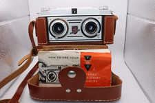 TDC Stereo Colorist Silver Stereo Camera w/ Brown Case, Strap Manual